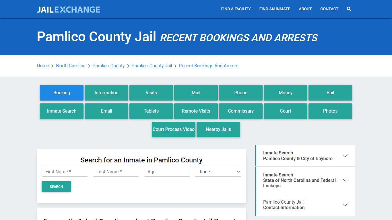 Pamlico County Jail Recent Bookings And Arrests - Jail Exchange