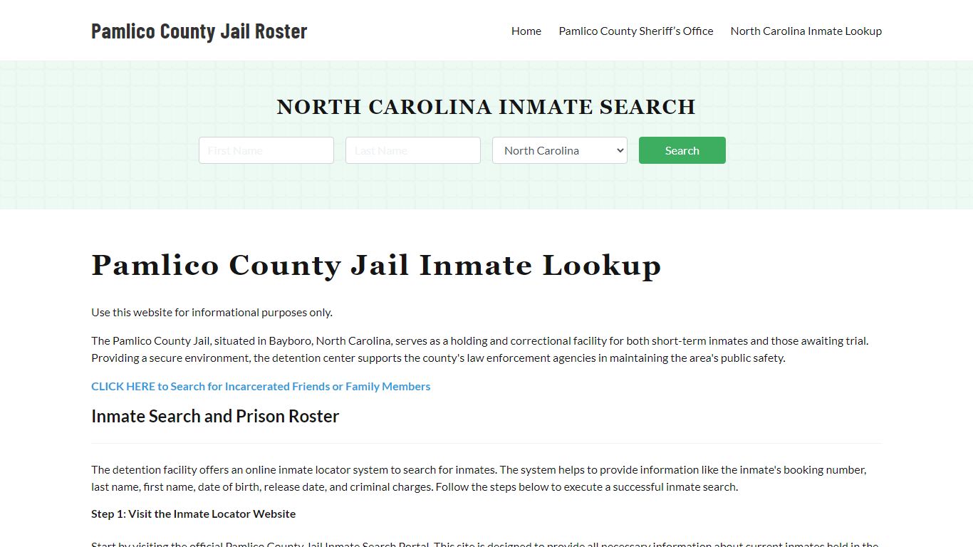 Pamlico County Jail Roster Lookup, NC, Inmate Search