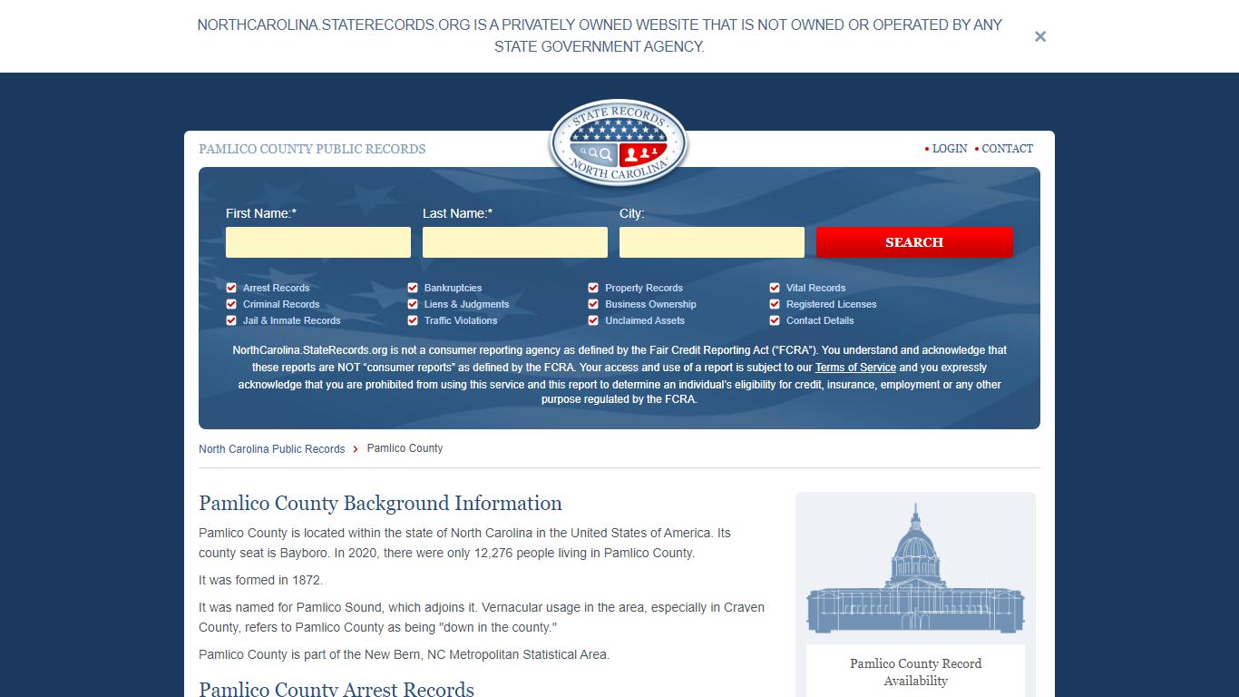 Pamlico County Arrest, Court, and Public Records | StateRecords.org