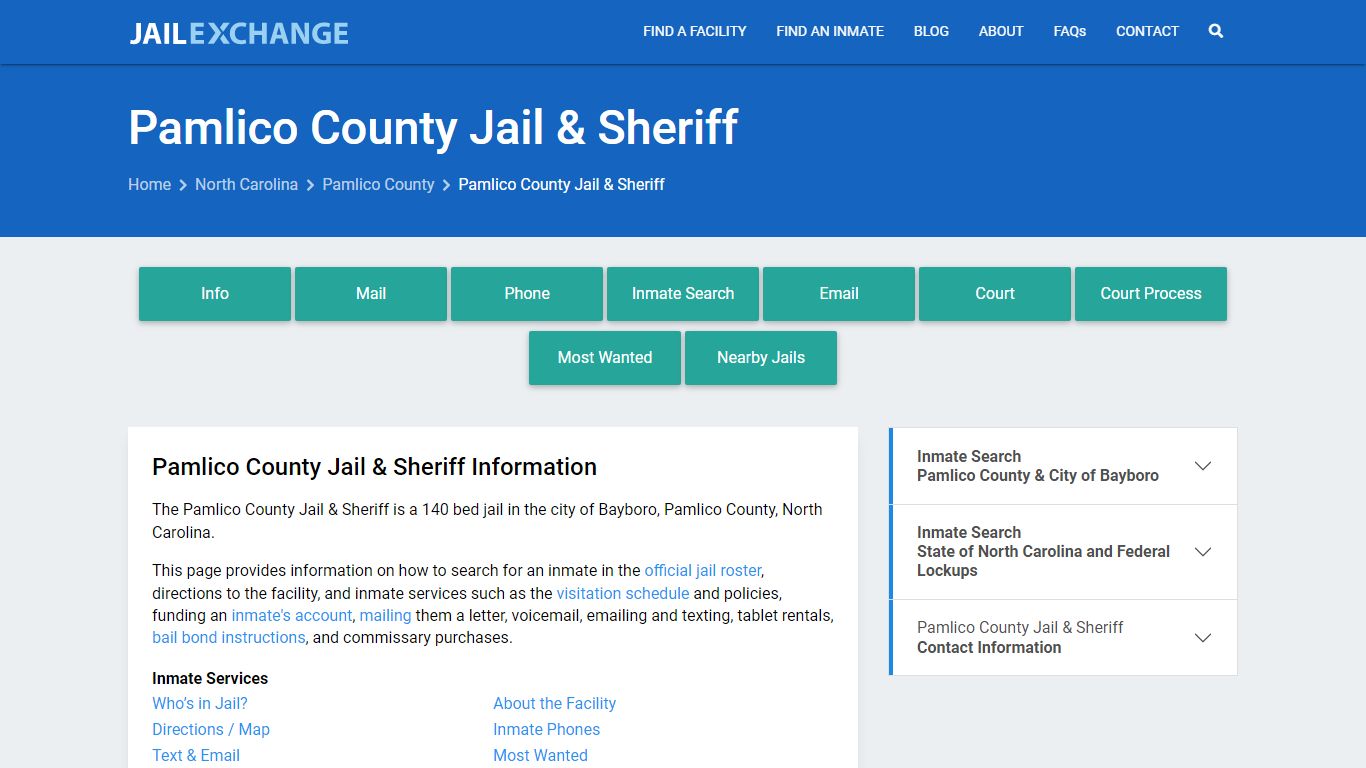 Pamlico County Jail & Sheriff, NC Inmate Search, Information